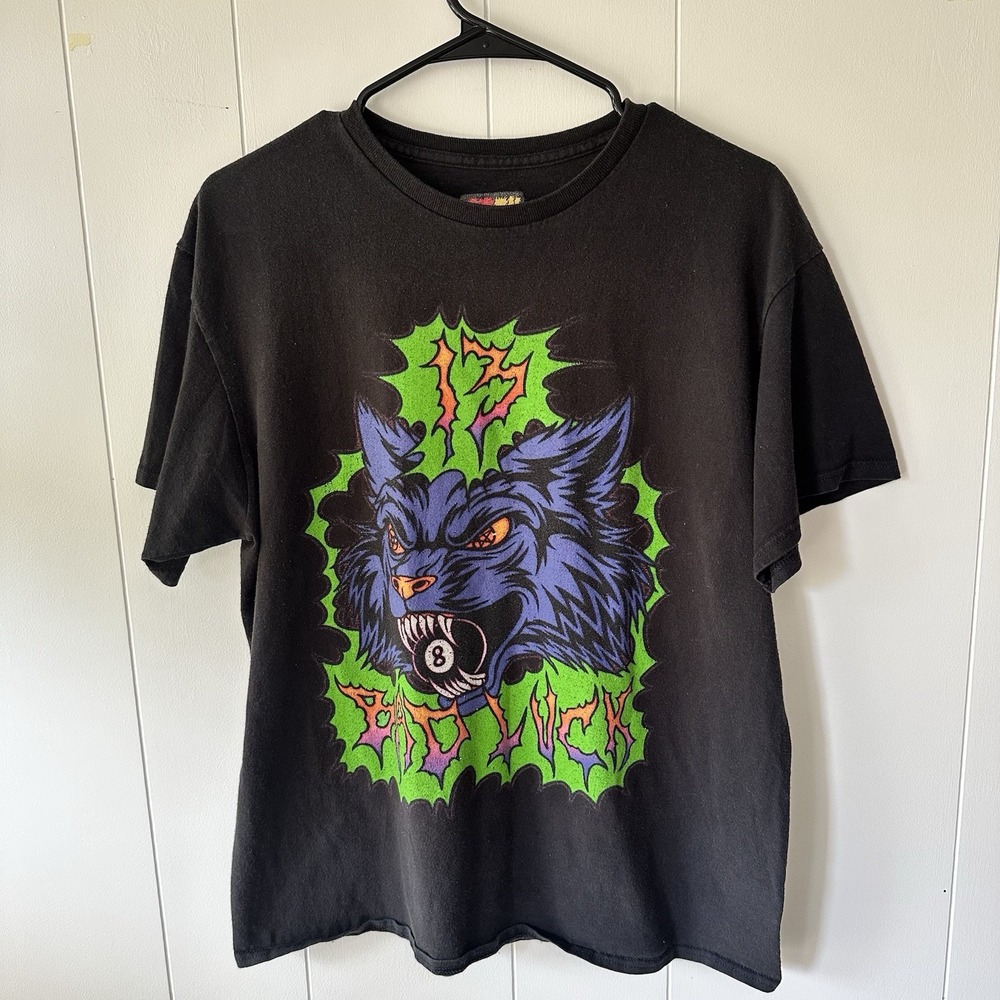 Teen Hearts Wolf 8 Ball Graphic Tee Y2K Grunge Streetwear Neon Goth Skater